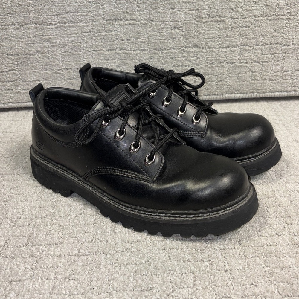 Skechers Tom Cats Men's Size 9 Black Leather Chunky Oxford Shoes Y2K 90s Grunge